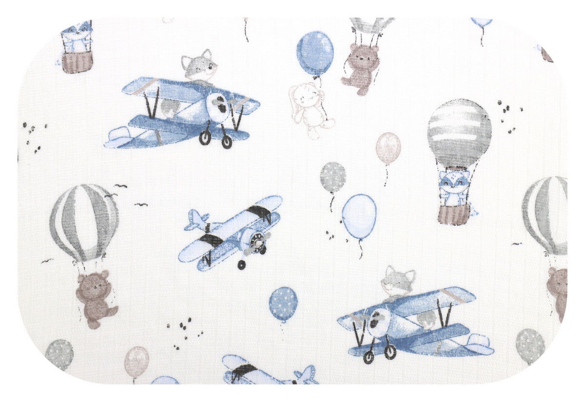EGA KIDS kék pilóta róka mintás pamut textilpelenka- 70x80 cm
