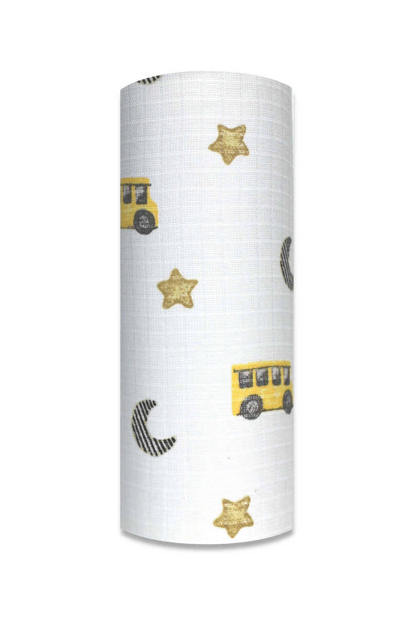 EGA KIDS mintás textilpelenka-sárga busz- 70x80 cm
