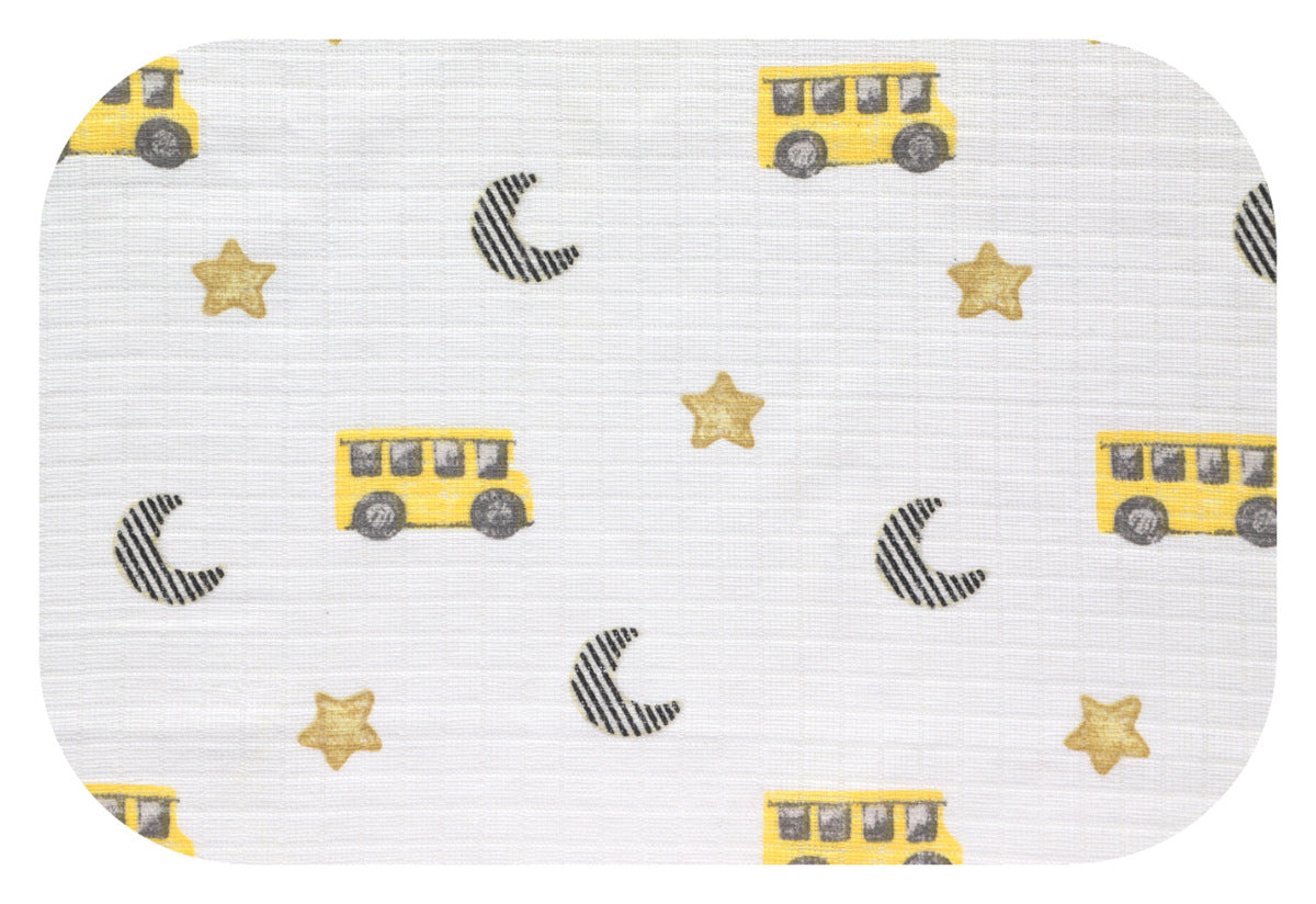 EGA KIDS mintás textilpelenka-sárga busz- 70x80 cm