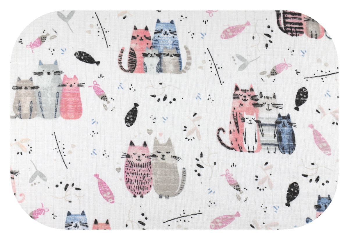 EGA KIDS rózsaszín cicacsalád mintás pamut textilpelenka- 70x80 cm