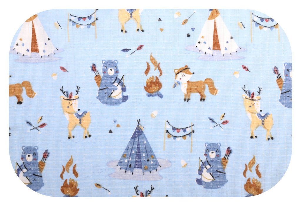 EGA KIDS mintás textilpelenka-kék tábor- 70x80 cm