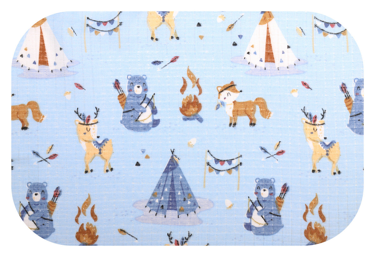 EGA KIDS mintás textilpelenka-kék tábor- 70x80 cm