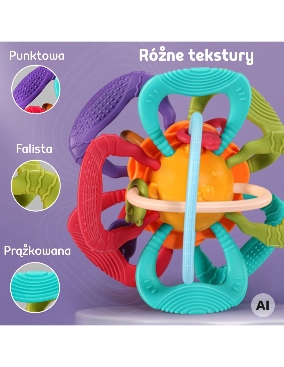 WOOPIE Szenzoros labda és rágóka – Színes