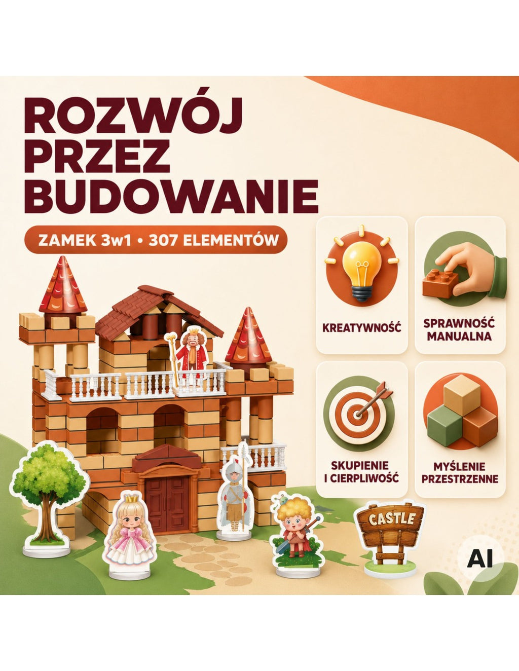 WOOPIE 3 az 1-ben mesebeli vár építőjáték