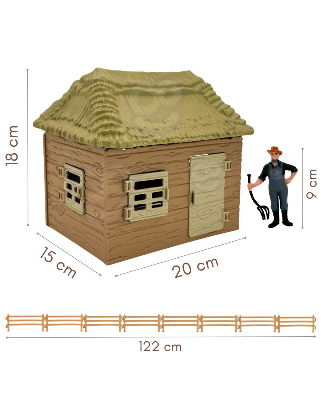 WOOPIE Farm állatfigurákkal, gazdával és építhető házikóval – 37 részes játék készlet