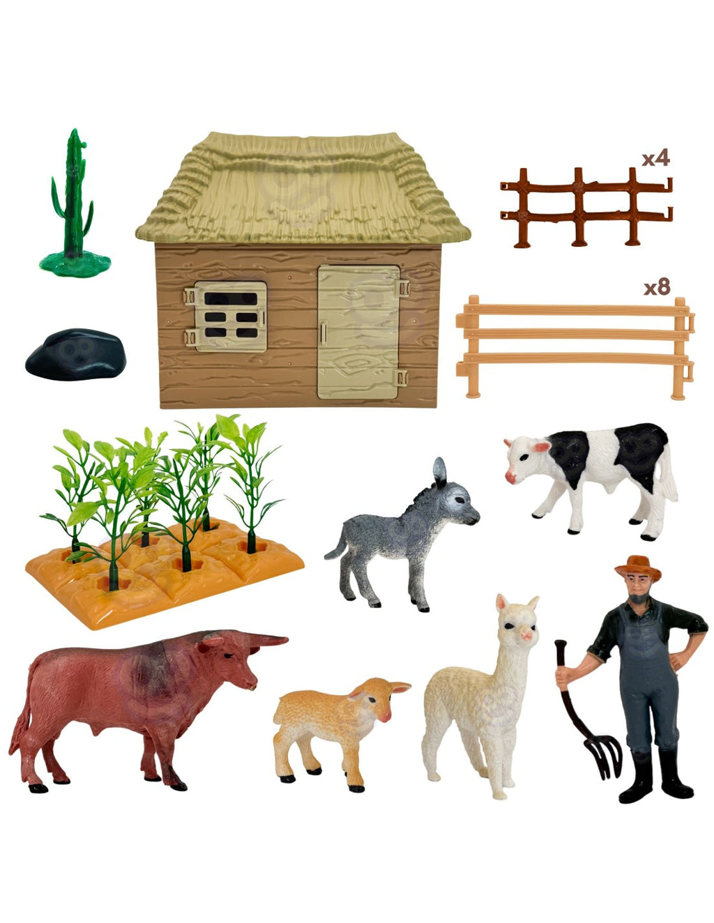 WOOPIE Farm állatfigurákkal, gazdával és építhető házikóval – 37 részes játék készlet