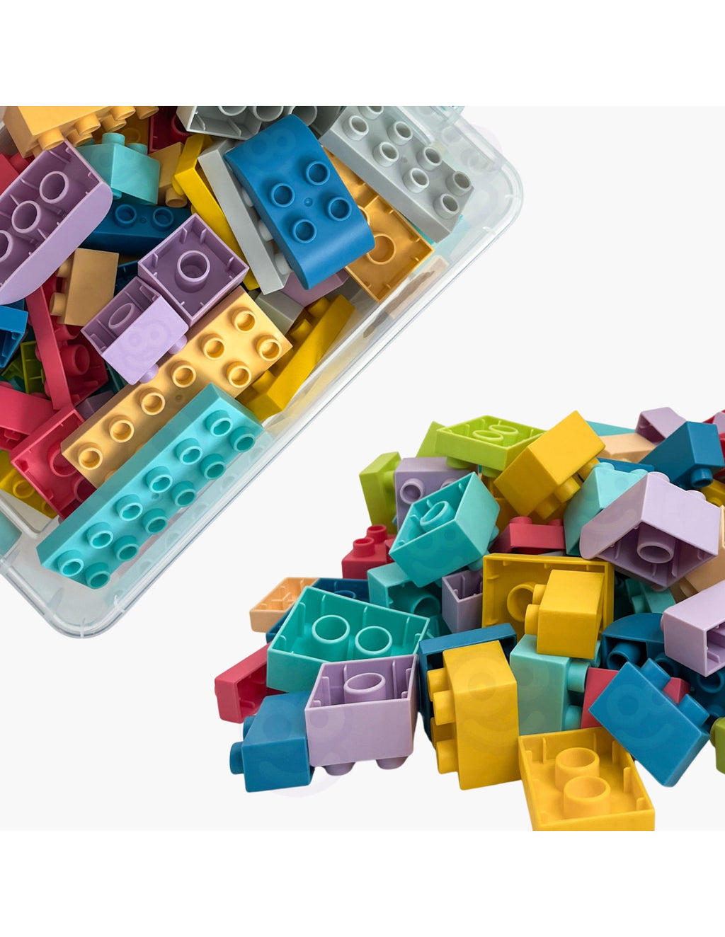 WOOPIE Soft Blocks puha építőkocka készlet tárolódobozzal – 99 részes
