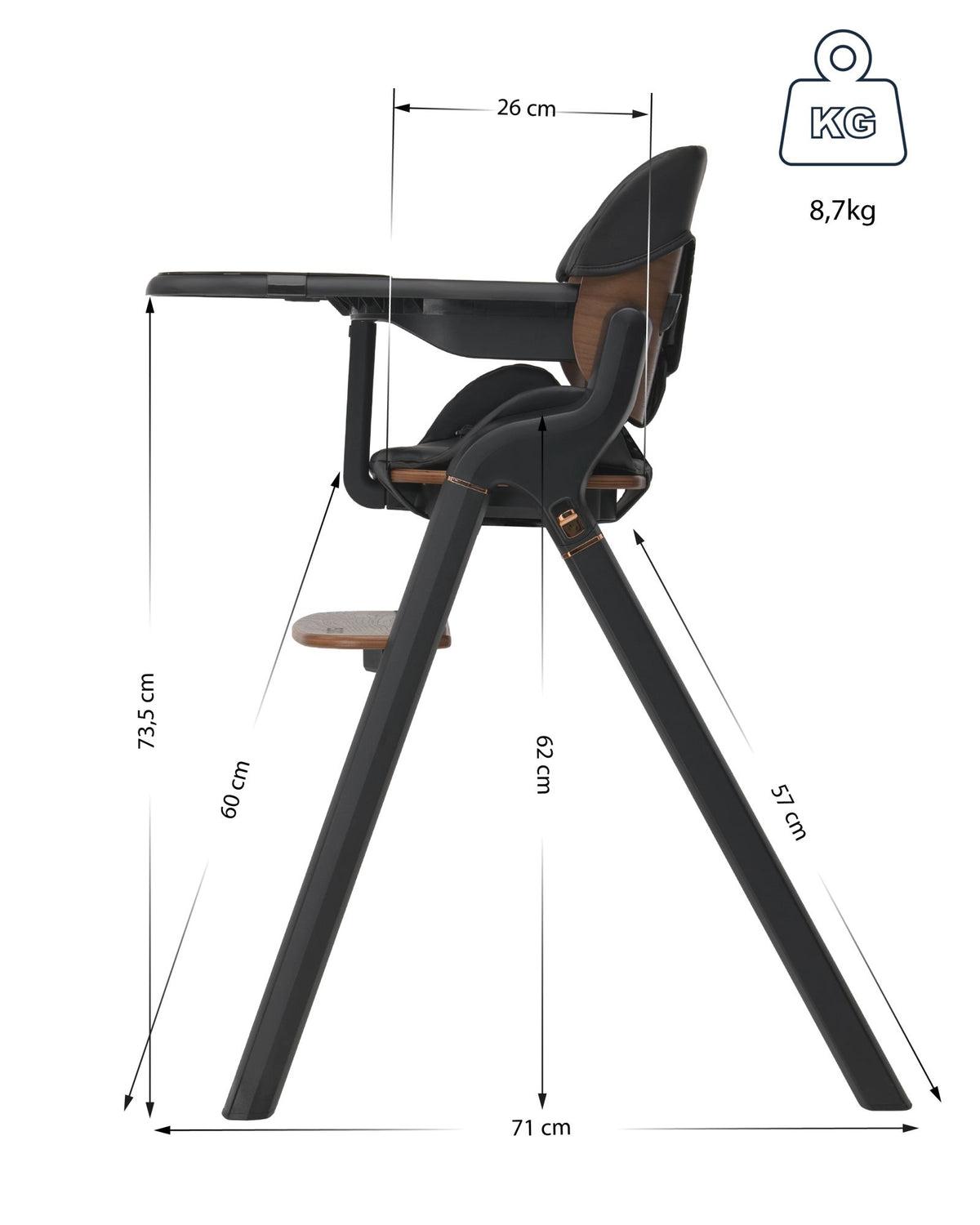 Espiro Allure 2 az 1-ben állítható etetőszék – 11 Timber Black