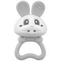 Mombella Bunny 2 az 1-ben szilikon rágóka és csörgő – Szürke, 3 hó+
