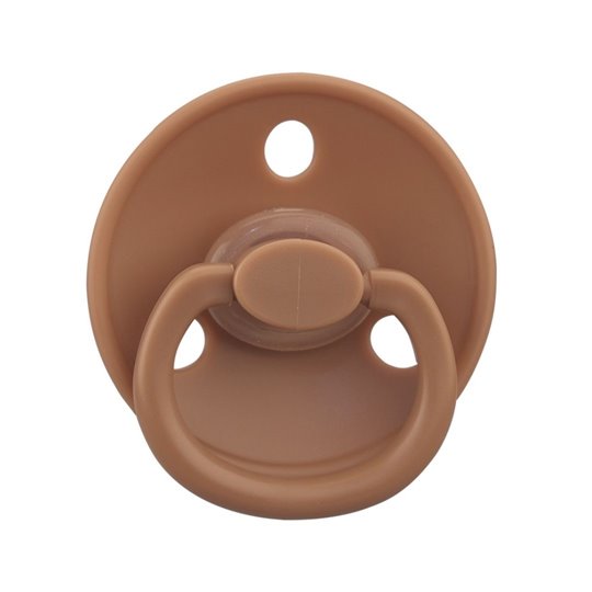 Mombella szimmetrikus szilikon cumi tárolótokkal – Mocha Mousse, 0 hó+