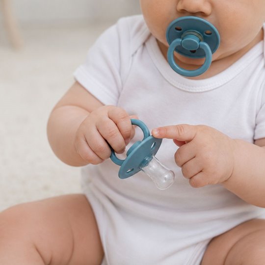 Mombella szimmetrikus szilikon cumi tárolótokkal – Nile Blue, 0 hó+