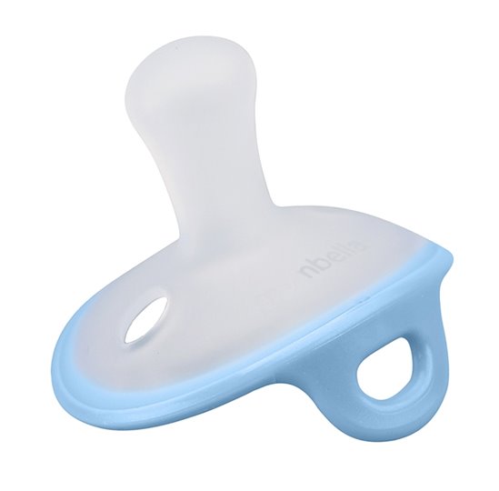 Mombella ultrakönnyű szimmetrikus szilikon cumi tárolótokkal – Ice Blue, 0 hó+