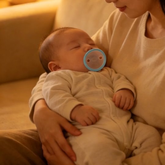 Mombella ultrakönnyű szimmetrikus szilikon cumi tárolótokkal – Nile Blue, 0 hó+