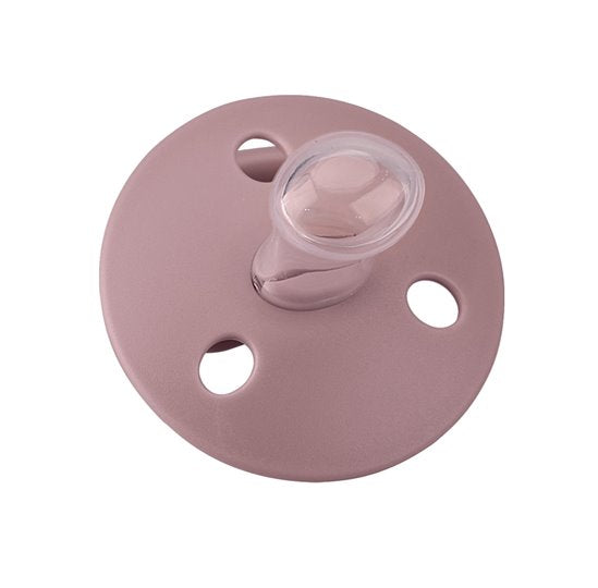 Mombella szimmetrikus szilikon cumi 2 db-os szett cumitartó pánttal – Mocha Mousse/Lavend, 0 hó+