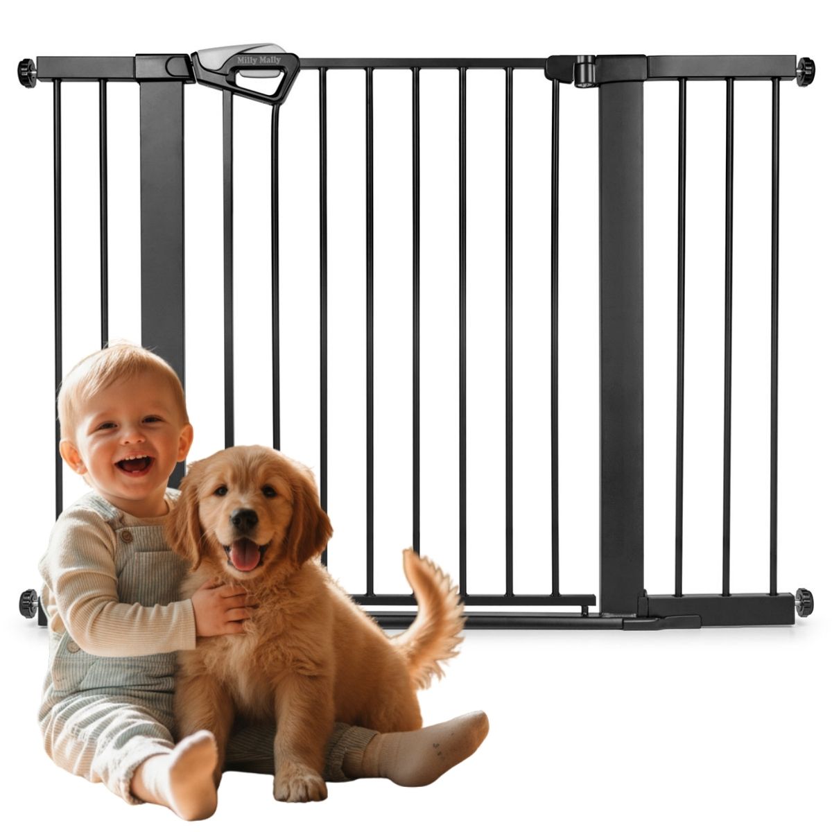 Milly Mally Guardy biztonsági gyerekrács bővítőkkel 76–118 cm – Fekete