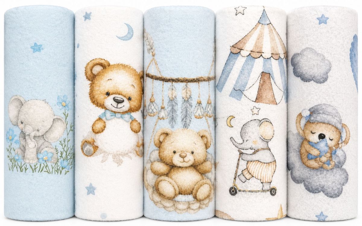 EGA KIDS mintás flanel textilpelenka 70x80 cm – 5 db-os szett – Mix 6