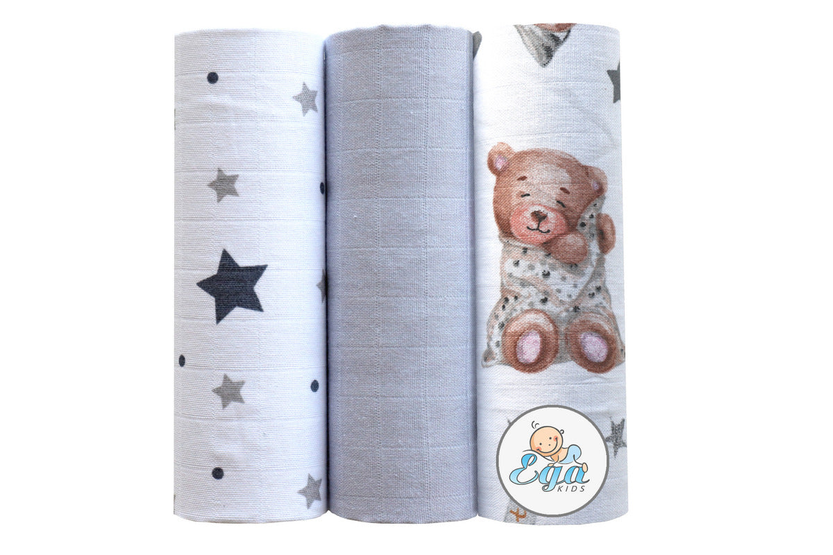 EGA KIDS muszlin textilpelenka 60 × 80 cm – Mix – 3 db