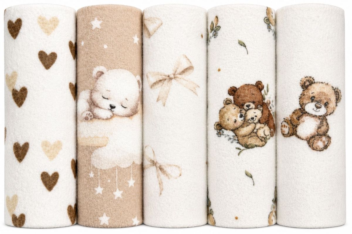 EGA KIDS mintás flanel textilpelenka 70x80 cm – 5 db-os szett – Mix 5