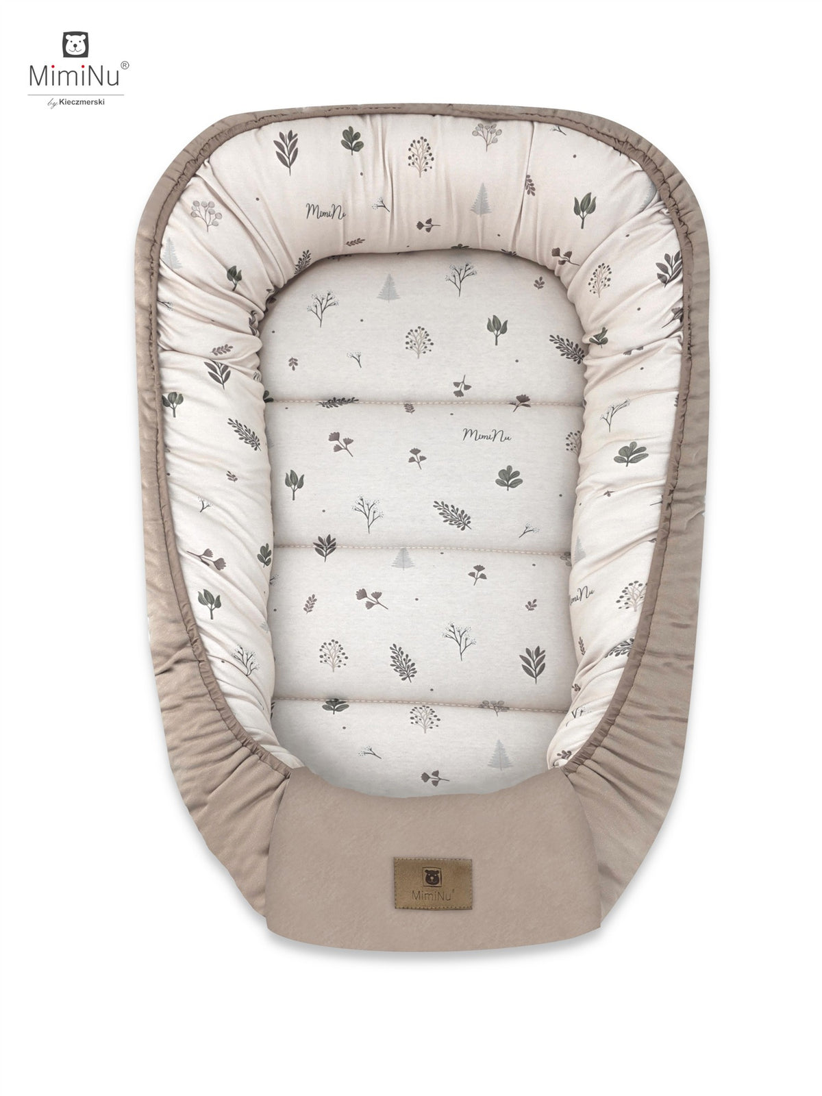 MIMINU Soft pamut babafészek – Levélmintás, 55 × 75 cm