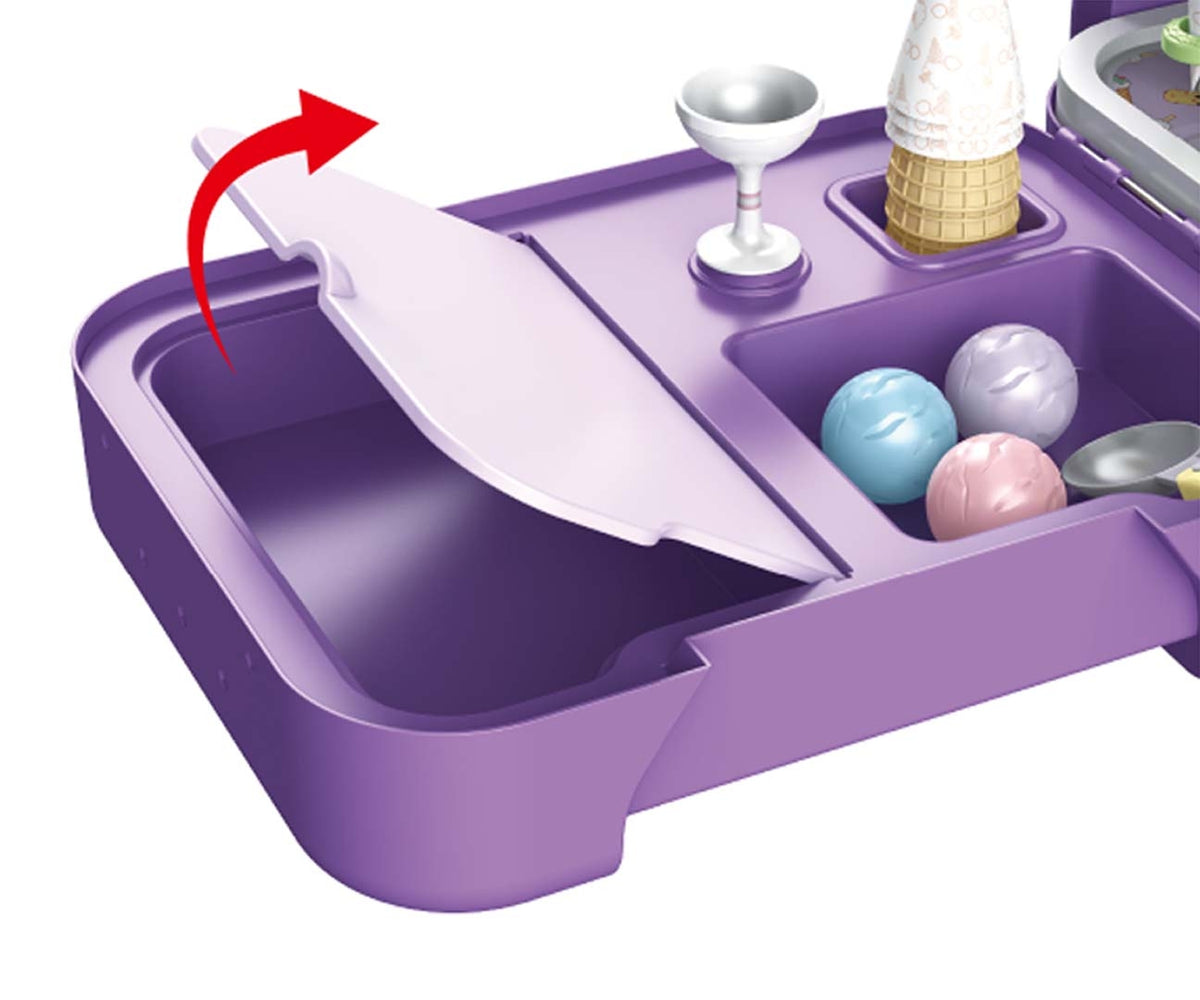 TinyMini játék fagyizó és boltos szett bőröndben – lila-fehér