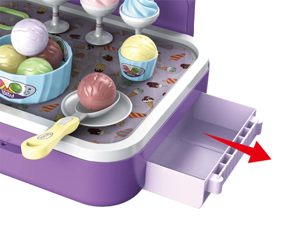 TinyMini játék fagyizó és boltos szett bőröndben – lila-fehér