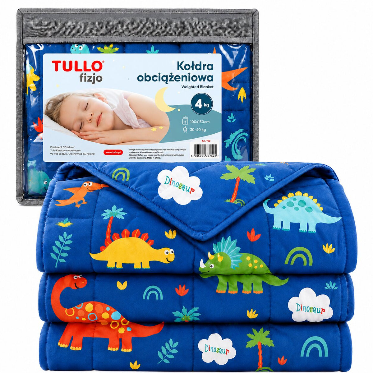 Tullo - Szenzoros súlyozott takaró gyerekeknek - 4 kg - 100 × 150 cm - Kék