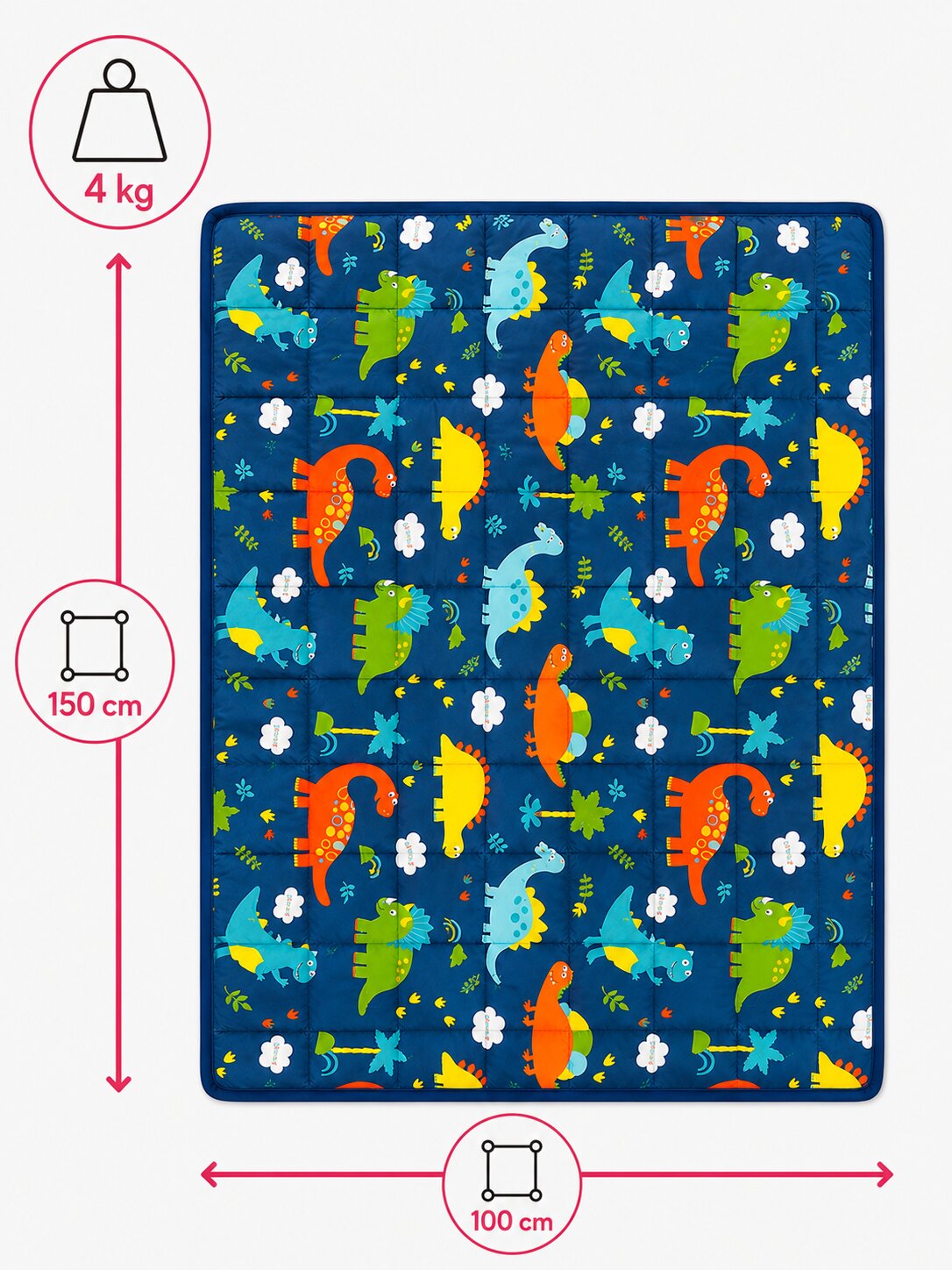 Tullo - Szenzoros súlyozott takaró gyerekeknek - 4 kg - 100 × 150 cm - Kék