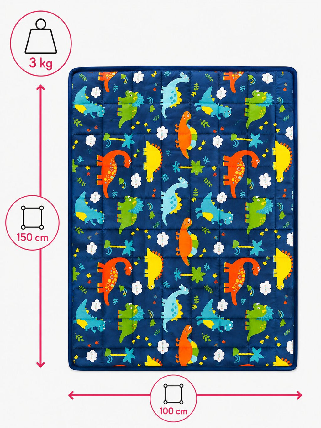 Tullo - Szenzoros súlyozott takaró gyerekeknek - 3 kg - 100 × 150 cm - Kék