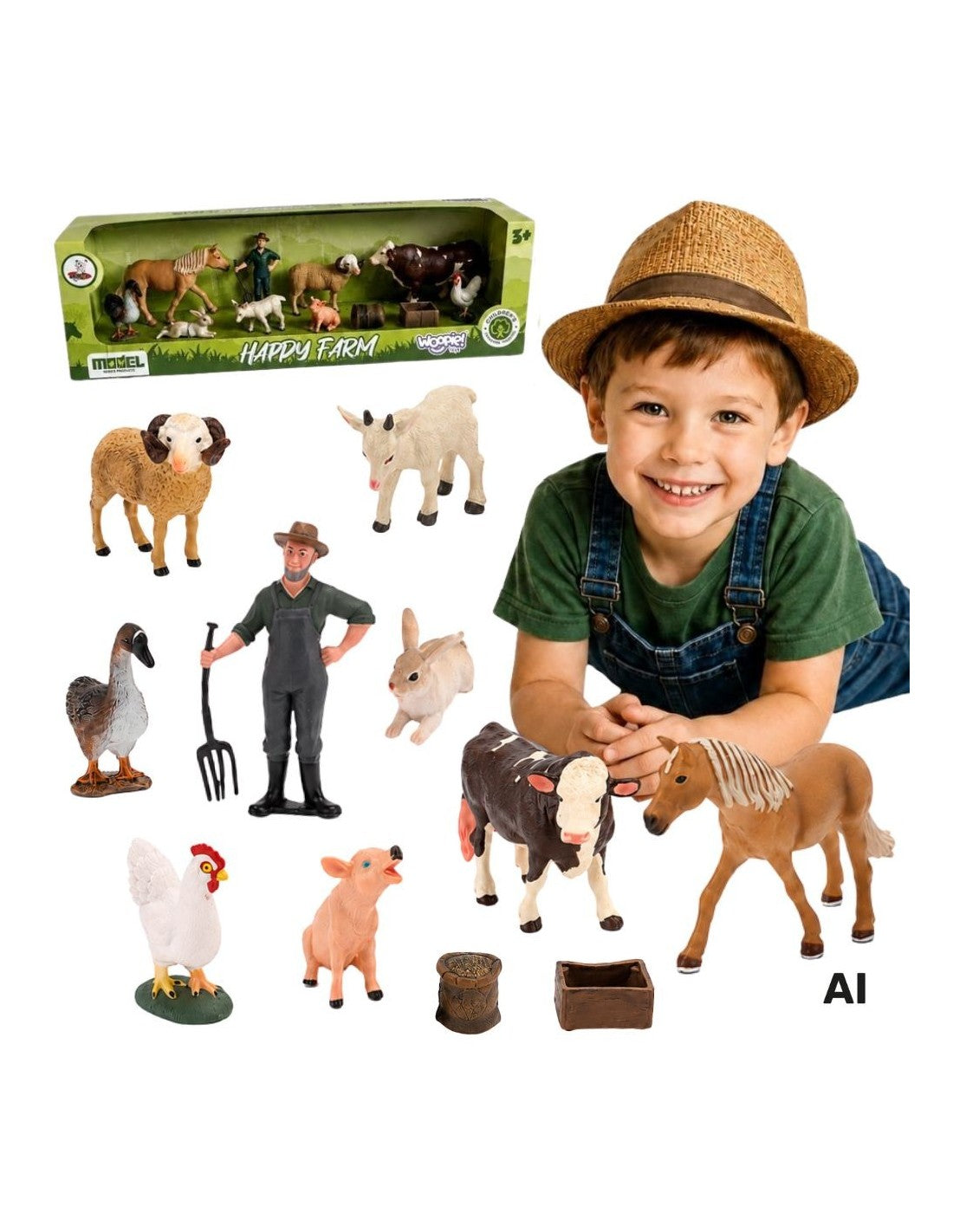 WOOPIE Kis farm játékfigura készlet kiegészítőkkel – 11 részes