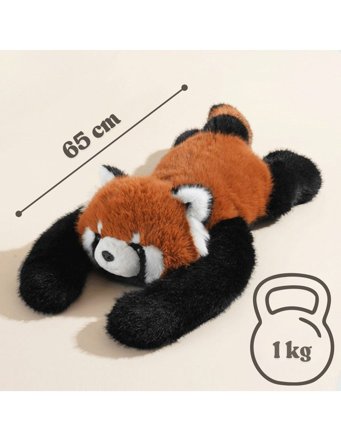 WOOPIE stresszoldó súlyozott plüss vörös panda – 65 cm, 1 kg