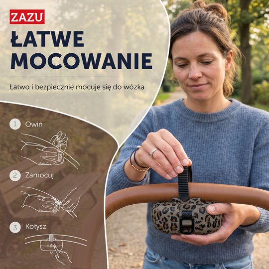 ZAZU Robby automata babakocsi ringató sírásérzékelővel – Leopárdmintás