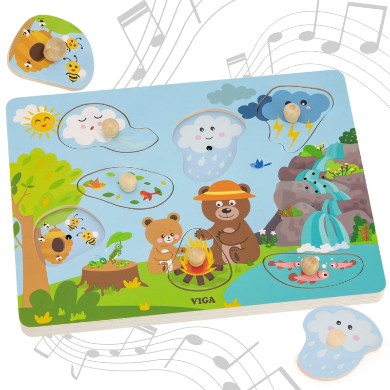 Viga fa zenélő mackós fejlesztő puzzle