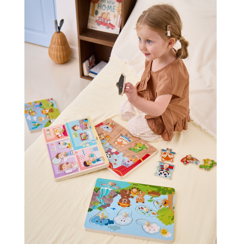 Viga fa zenélő mackós fejlesztő puzzle