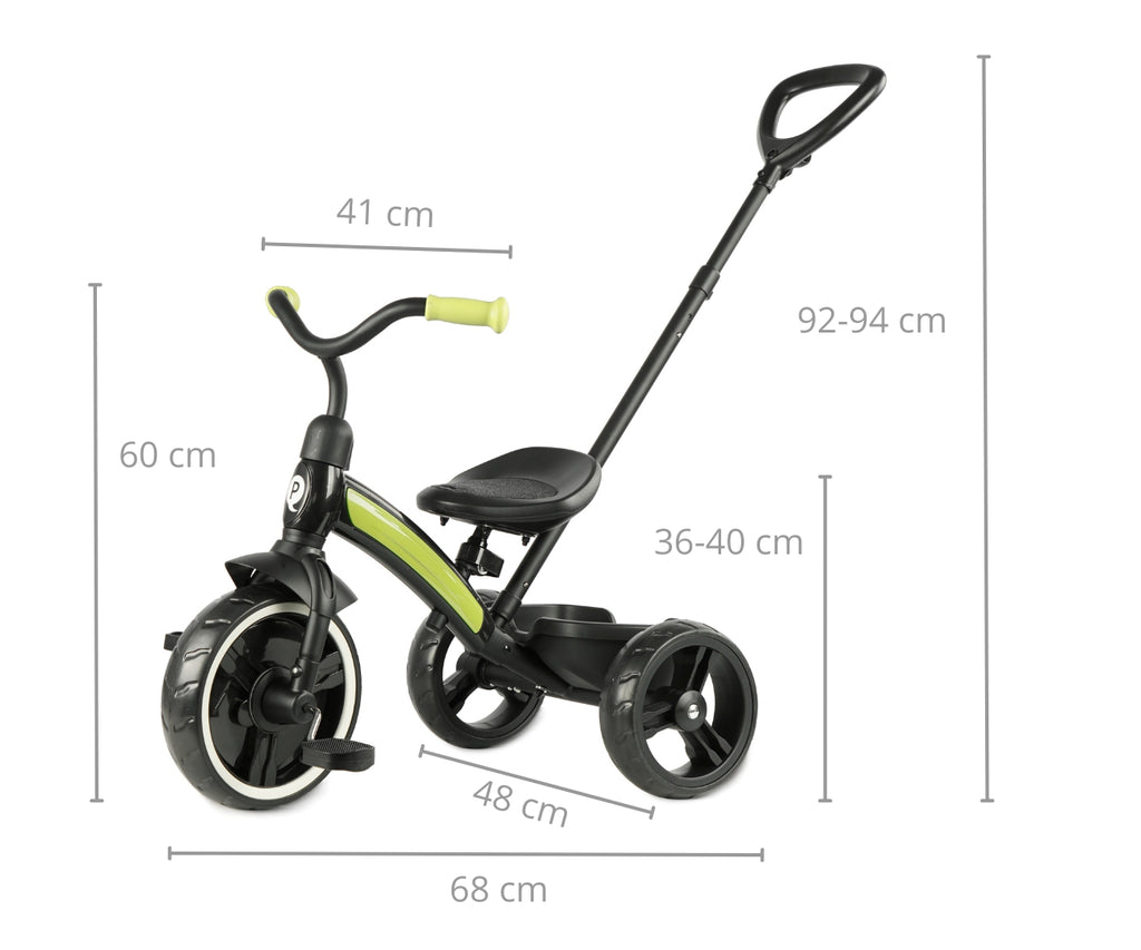 MILLY MALLY Qplay Elite Plus háromkerekű tricikli szülői tolókarral – Zöld