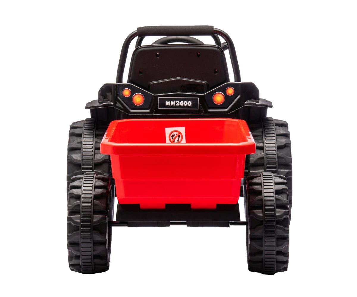 MILLY MALLY Farmer akkumulátoros traktor levehető utánfutóval – Piros