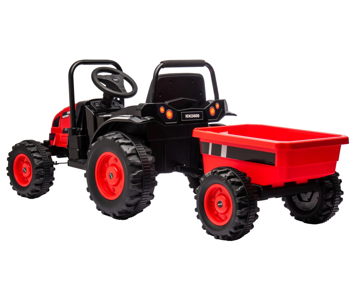 MILLY MALLY Farmer akkumulátoros traktor levehető utánfutóval – Piros