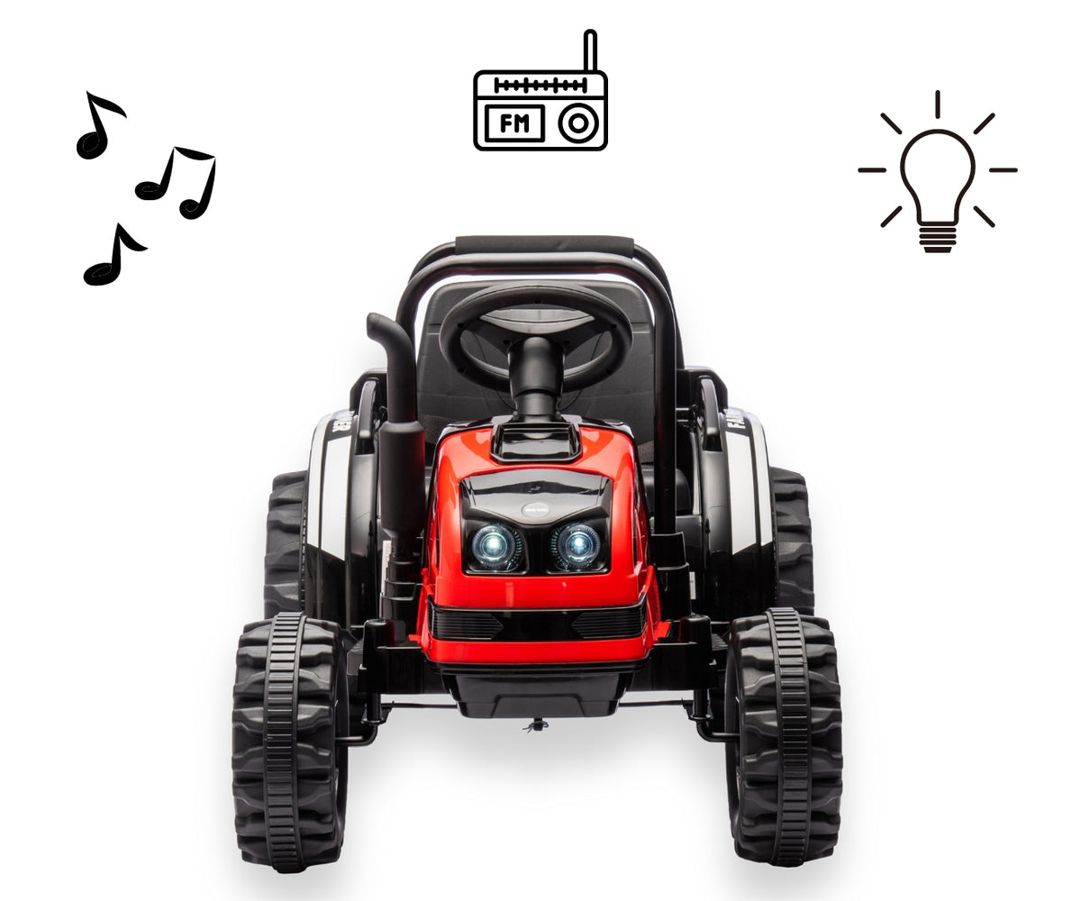 MILLY MALLY Farmer akkumulátoros traktor levehető utánfutóval – Piros
