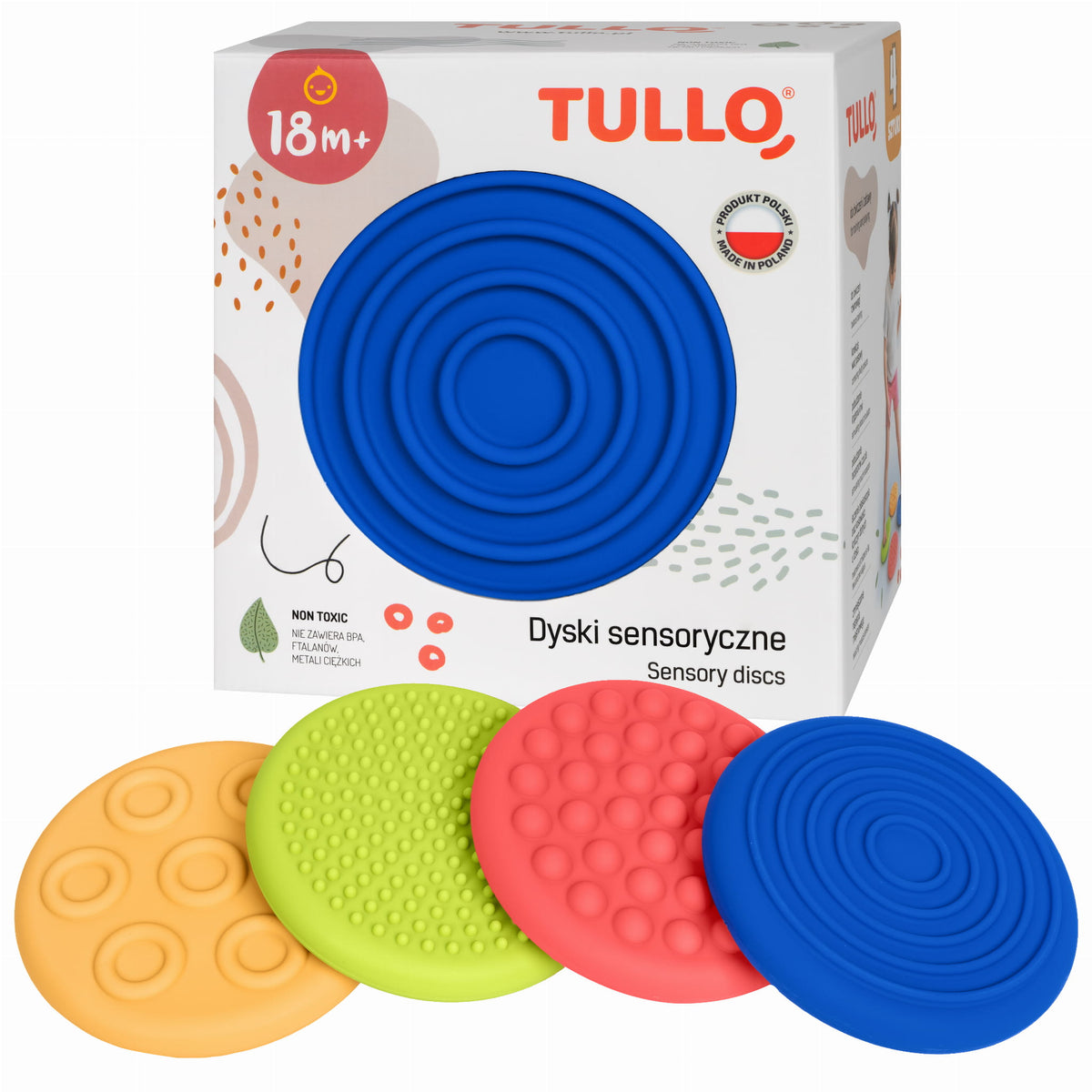 Tullo - Különböző textúrájú szenzoros egyensúlyozó korong szett - 20 cm - 4 db