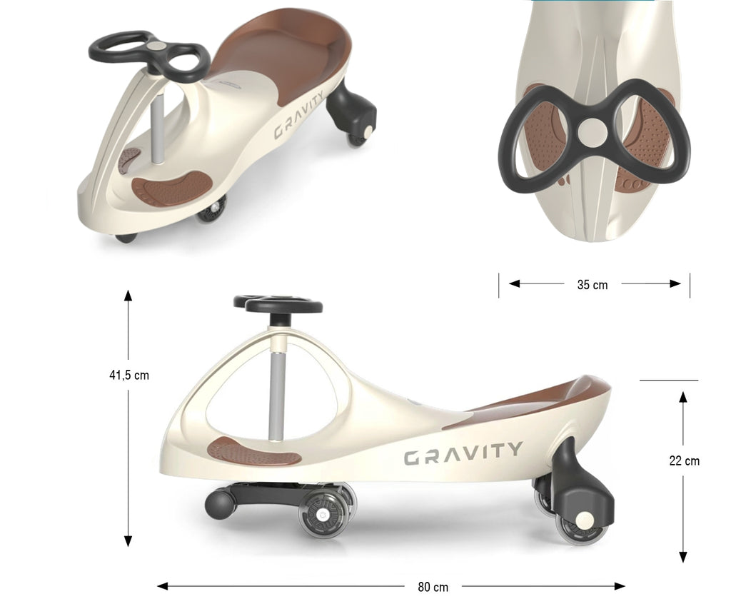 Milly Mally Gravity gravitációs járgány LED világító kerekekkel – Bézs/Barna