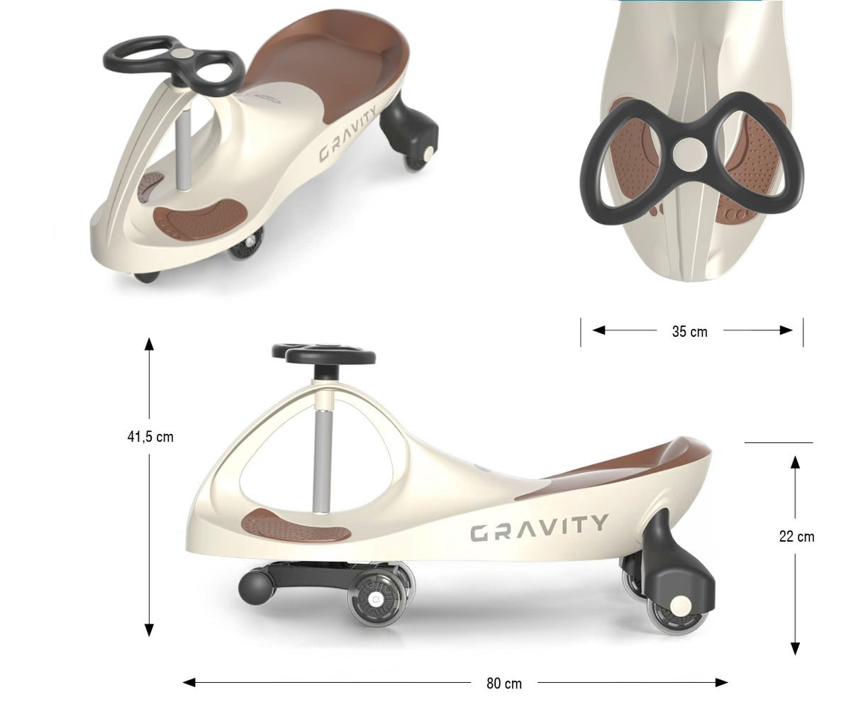 Milly Mally Gravity gravitációs járgány LED világító kerekekkel – Bézs/Barna