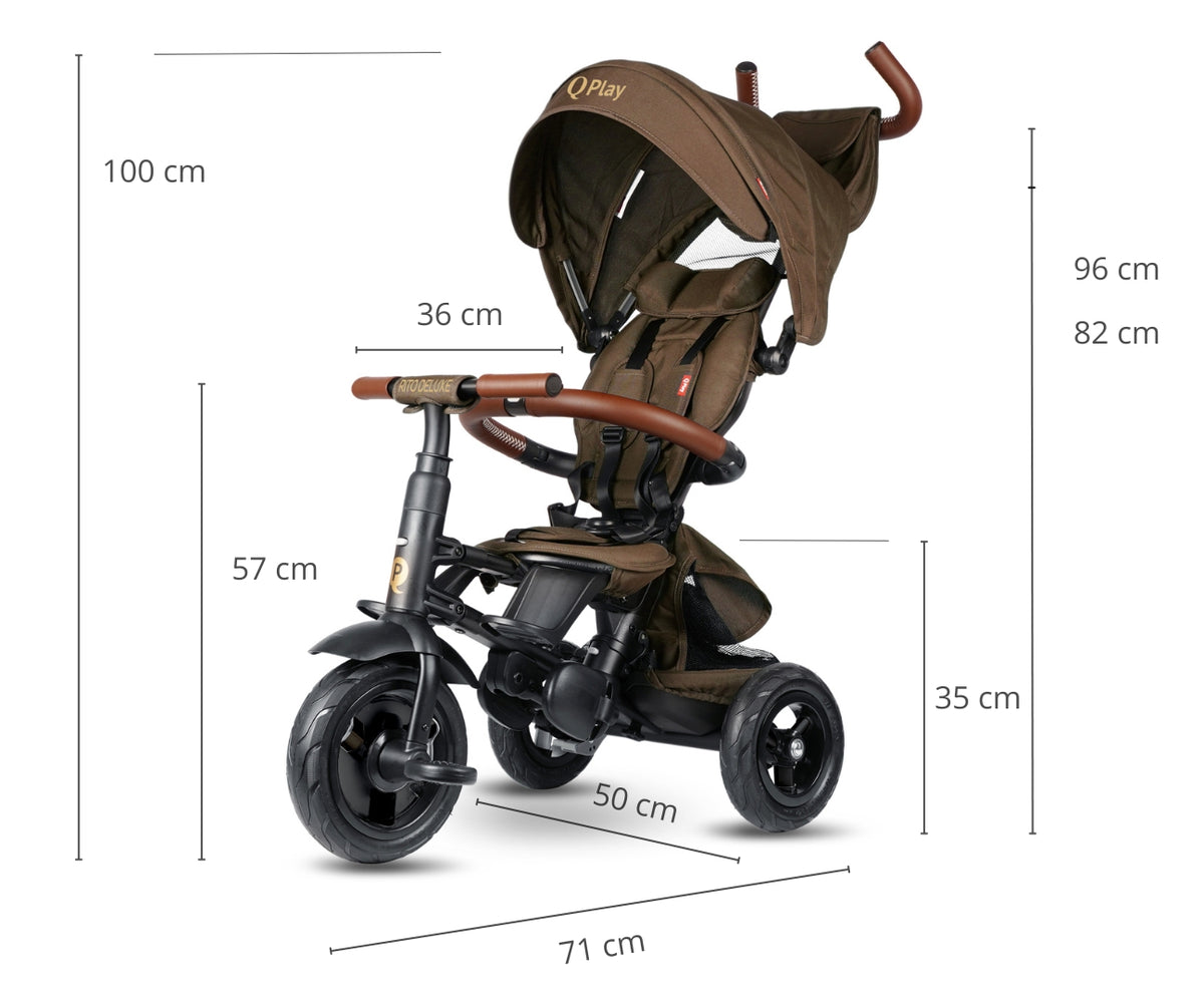MILLY MALLY Qplay Rito Deluxe Rubber multifunkciós tricikli – Barna