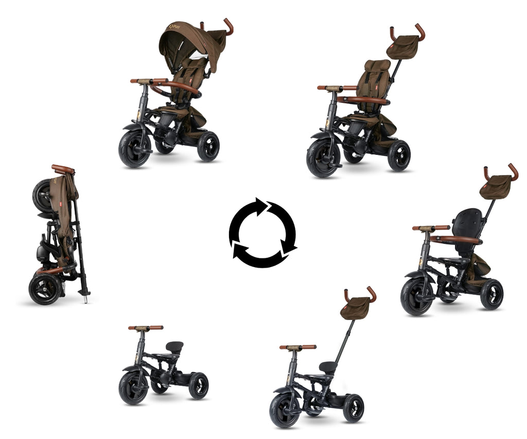 MILLY MALLY Qplay Rito Deluxe Rubber multifunkciós tricikli – Barna