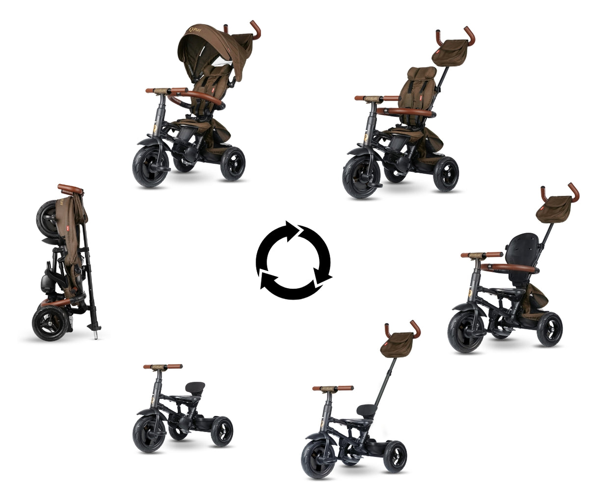 MILLY MALLY Qplay Rito Deluxe Rubber multifunkciós tricikli – Barna