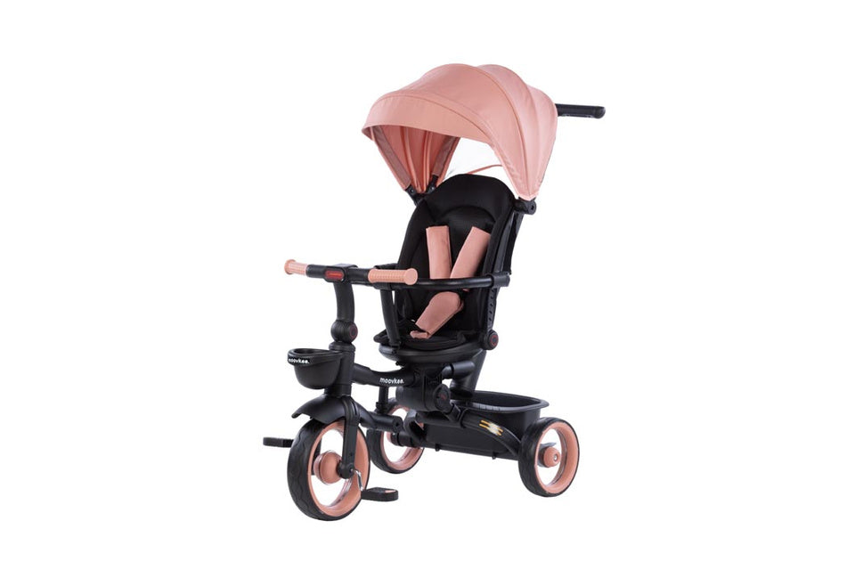 MOOVKEE LIAM forgatható tricikli tolókarral – Peach Pink