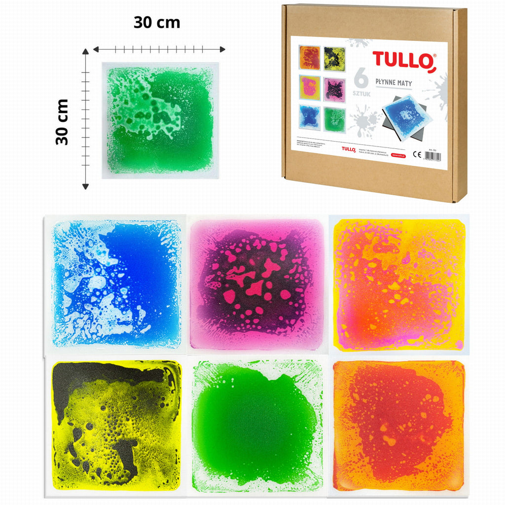 Tullo - Folyadékos szenzoros egyensúlyozó és lépegető lap szett - 30 × 30 cm - 6 db