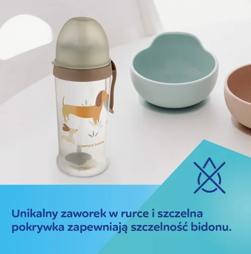 Canpol babies cseppmentes kulacs súlyozott szívószállal 350ml kutyusok