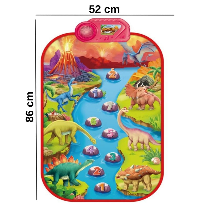 WOOPIE Dinoszauruszos interaktív zenélő játszószőnyeg zongorahangokkal – 52 × 86 cm