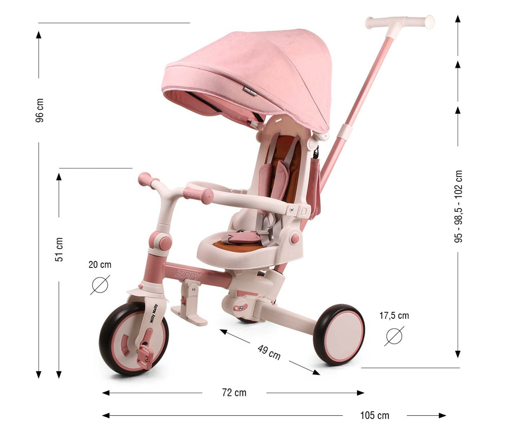 Milly Mally Zippy 5 az 1-ben tricikli – Pink