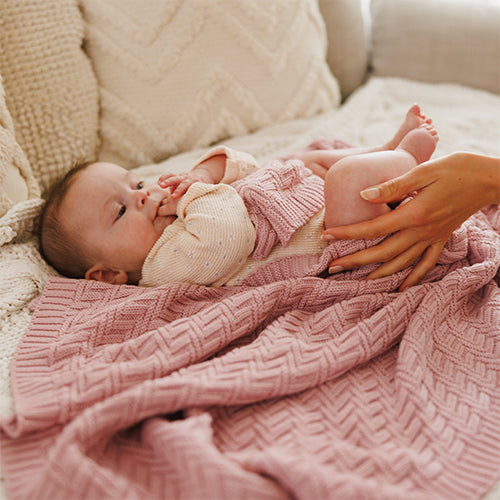 BabyOno kötött pamut babatakaró 75×100 cm rózsaszín