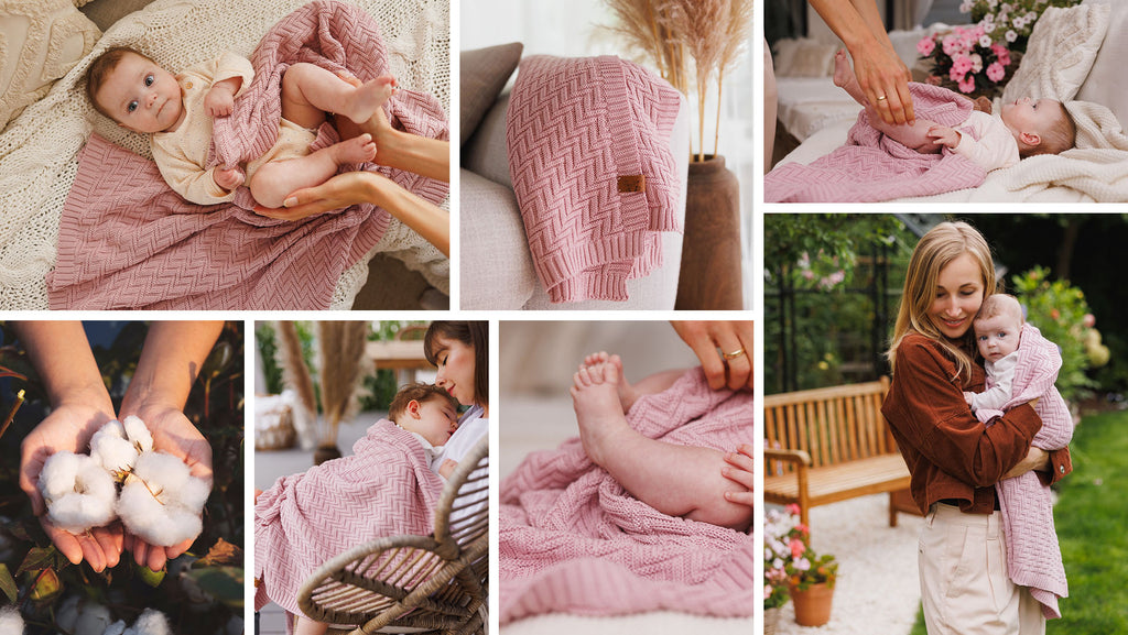 BabyOno kötött pamut babatakaró 75×100 cm rózsaszín